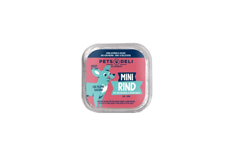 Pets Deli Mini Rind mit Buchweizen, Rote Beete & Pfirsich 100g